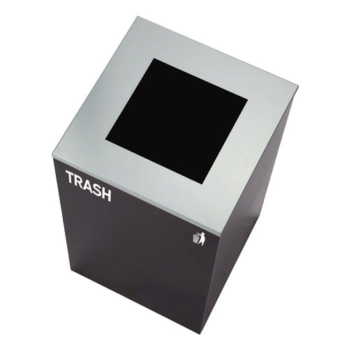 Image of Alpine Industries ALP4450BLKKIT4 29 Gallon Trash/Recycling Cans, Steel, Blue Recycling with Mixed Lid, Black Trash Can with Square Lid