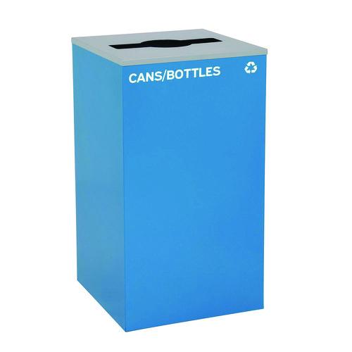 Image of Alpine Industries ALP4450BLKKIT5 29 Gallon Trash/Recycling Cans, Steel, Blue Cans/Bottles Recycling with Mixed Lid, Black Trash Can with Square Lid