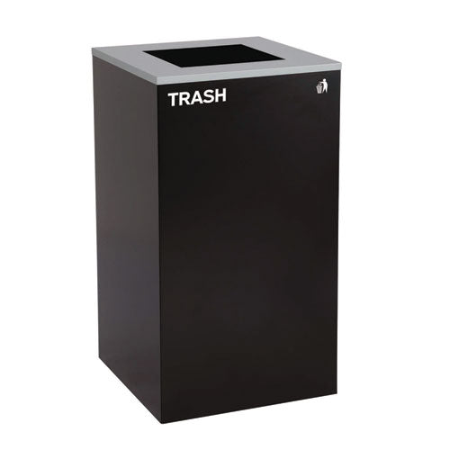 Image of Alpine Industries ALP4450BLKKIT5 29 Gallon Trash/Recycling Cans, Steel, Blue Cans/Bottles Recycling with Mixed Lid, Black Trash Can with Square Lid