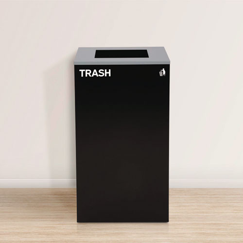 Image of Alpine Industries ALP4450BLKKIT5 29 Gallon Trash/Recycling Cans, Steel, Blue Cans/Bottles Recycling with Mixed Lid, Black Trash Can with Square Lid