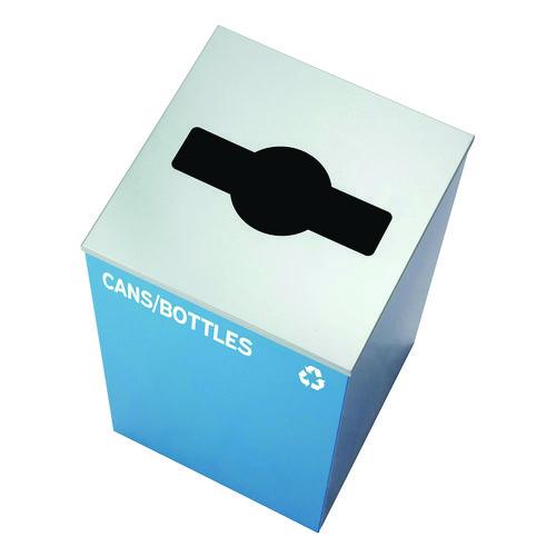 Image of Alpine Industries ALP4450BLKKIT5 29 Gallon Trash/Recycling Cans, Steel, Blue Cans/Bottles Recycling with Mixed Lid, Black Trash Can with Square Lid