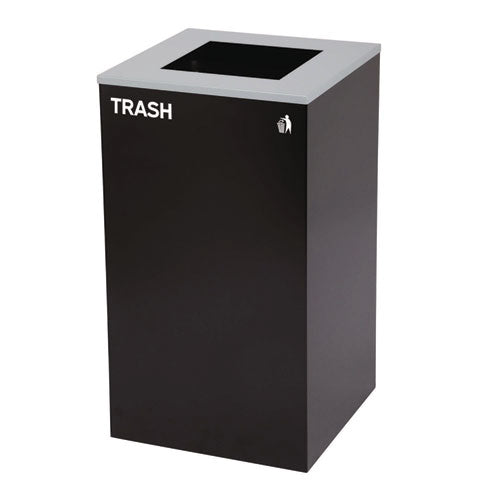 Image of Alpine Industries ALP4450BLKKIT6 29 Gallon Trash/Recycling Cans, Steel, Blue Recycling with Circle Lid, Black Trash Can with Square Lid