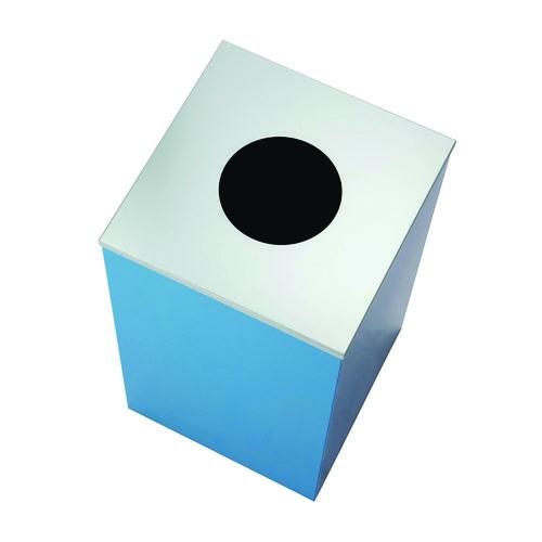 Image of Alpine Industries ALP4450BLKKIT6 29 Gallon Trash/Recycling Cans, Steel, Blue Recycling with Circle Lid, Black Trash Can with Square Lid