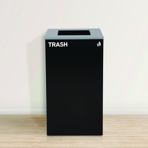 Image of Alpine Industries ALP4450BLKKIT6 29 Gallon Trash/Recycling Cans, Steel, Blue Recycling with Circle Lid, Black Trash Can with Square Lid