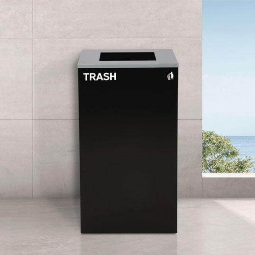 Image of Alpine Industries ALP4450BLKKIT6 29 Gallon Trash/Recycling Cans, Steel, Blue Recycling with Circle Lid, Black Trash Can with Square Lid