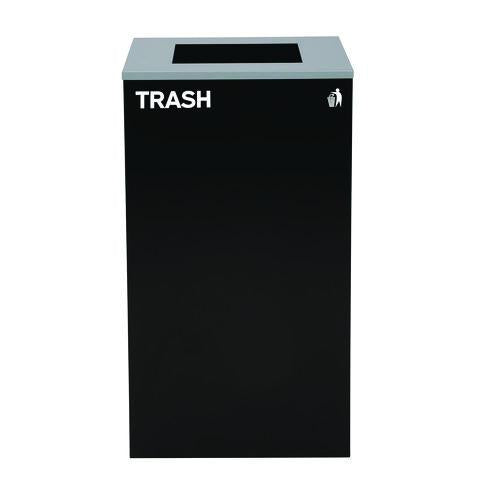 Image of Alpine Industries ALP4450BLKKIT7 29 Gallon Trash/Recycling Cans, Steel, Blue Cans/Bottles Recycling with Circle Lid, Black Trash Can with Square Lid