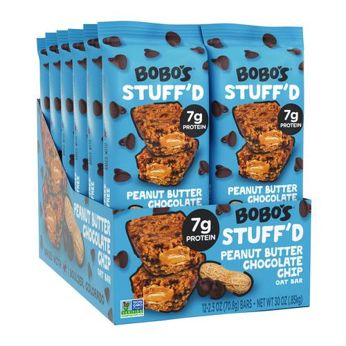 Image of Bobo's BBO00104 Stuff'D Peanut Butter and Chocolate Chip Oat Bar, 2.5 oz Bar, 12/Box