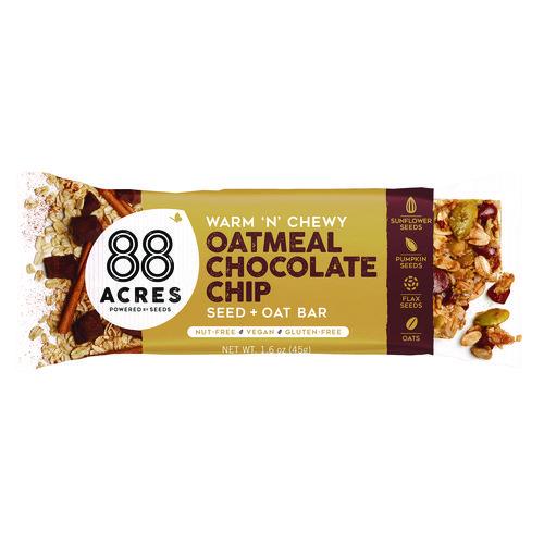 Image of 88 ACRES ACY11049 Warm 'N Chewy Gluten-Free Oatmeal/Chocolate Chip Seed and Oat Bar, 1.6 oz Bar, 9/Box