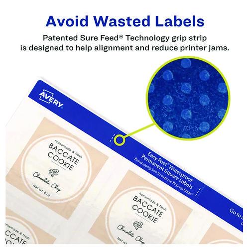 Image of Avery® 64510 Laser/Inkjet Multipurpose Label, 2 x 2, White, 12/Sheet, 8 Sheets/Pack