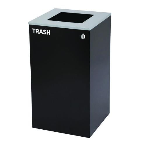 Image of Alpine Industries 29 Gallon Trash/Recycling Cans, Steel, Blue Cans/Bottles Recycling Can, Green Compost Can, Black Trash Can with Square Lids