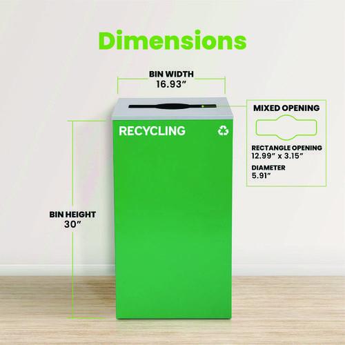 Image of Alpine Industries ALP4450KITGRNMREC 29 Gallon Trash/Recycling Cans, Steel, Green Recycling Can with Mixed Lid
