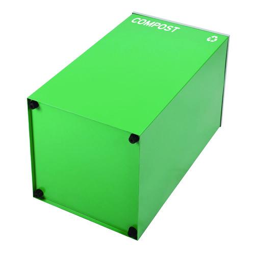 Image of Alpine Industries ALP4450KITGRNMCB 29 Gallon Trash/Recycling Cans, Steel, Green Compost Can with Mixed Lid