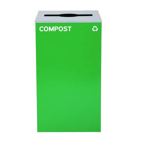 Image of Alpine Industries ALP4450KITGRNMCB 29 Gallon Trash/Recycling Cans, Steel, Green Compost Can with Mixed Lid