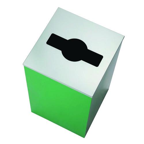 Image of Alpine Industries ALP4450KITGRNM 29 Gallon Trash/Recycling Cans, Steel, Green Can with Mixed Lid