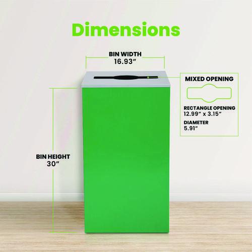 Image of Alpine Industries ALP4450KITGRNM 29 Gallon Trash/Recycling Cans, Steel, Green Can with Mixed Lid