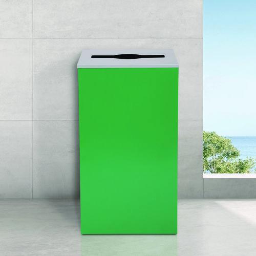 Image of Alpine Industries ALP4450KITGRNM 29 Gallon Trash/Recycling Cans, Steel, Green Can with Mixed Lid