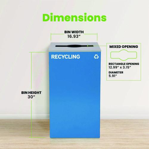 Image of Alpine Industries ALP4450KITBLUMREC 29 Gallon Trash/Recycling Cans, Steel, Blue Recycling Can with Mixed Lid