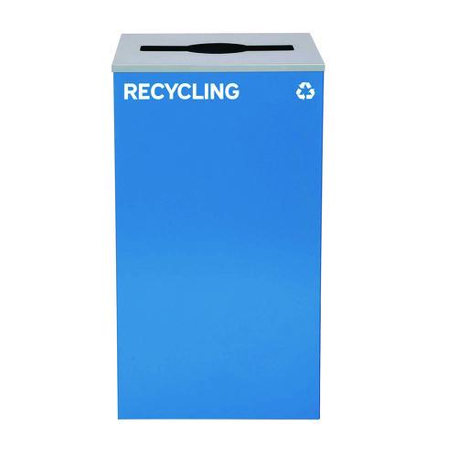 Image of Alpine Industries ALP4450KITBLUMREC 29 Gallon Trash/Recycling Cans, Steel, Blue Recycling Can with Mixed Lid