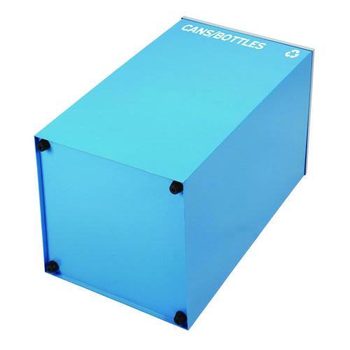 Image of Alpine Industries ALP4450KITBLUMCB 29 Gallon Trash/Recycling Cans, Steel, Blue Cans/Bottles Recycling Can with Mixed Lid