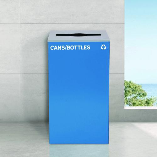 Image of Alpine Industries ALP4450KITBLUMCB 29 Gallon Trash/Recycling Cans, Steel, Blue Cans/Bottles Recycling Can with Mixed Lid