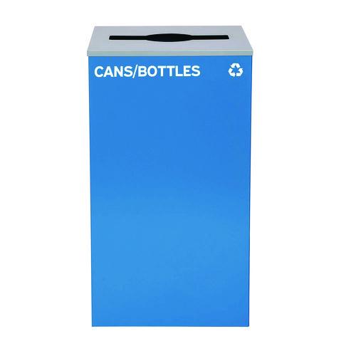 Image of Alpine Industries ALP4450KITBLUMCB 29 Gallon Trash/Recycling Cans, Steel, Blue Cans/Bottles Recycling Can with Mixed Lid