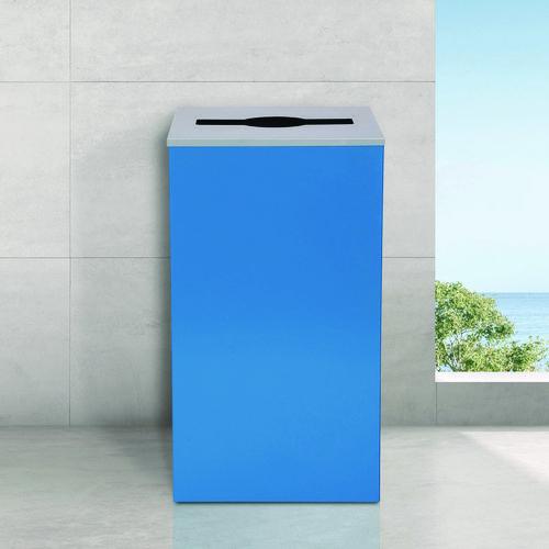 Image of Alpine Industries ALP4450KITBLUM 29 Gallon Trash/Recycling Cans, Steel, Blue Can with Mixed Lid