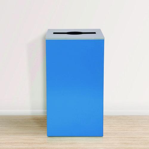 Image of Alpine Industries ALP4450KITBLUM 29 Gallon Trash/Recycling Cans, Steel, Blue Can with Mixed Lid