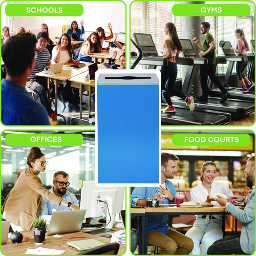 Image of Alpine Industries ALP4450KITBLUM 29 Gallon Trash/Recycling Cans, Steel, Blue Can with Mixed Lid