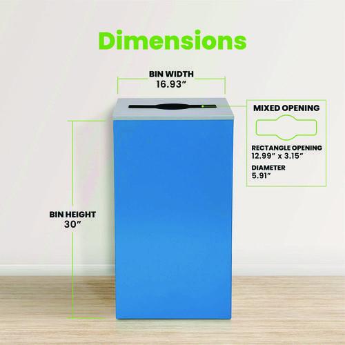 Image of Alpine Industries ALP4450KITBLUM 29 Gallon Trash/Recycling Cans, Steel, Blue Can with Mixed Lid