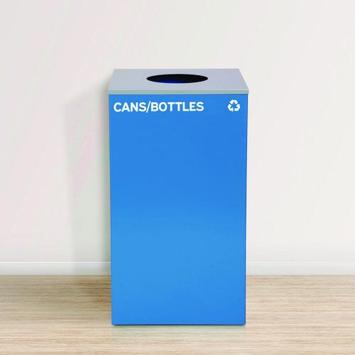 Image of Alpine Industries ALP4450KITBLUCCB 29 Gallon Trash/Recycling Cans, Steel, Blue Cans/Bottles Recycling Can with Circle Lid
