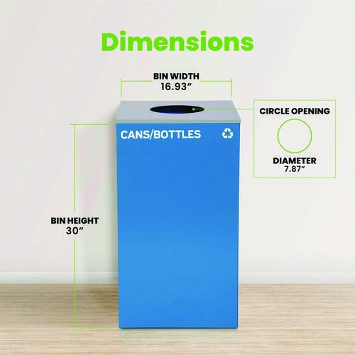 Image of Alpine Industries ALP4450KITBLUCCB 29 Gallon Trash/Recycling Cans, Steel, Blue Cans/Bottles Recycling Can with Circle Lid
