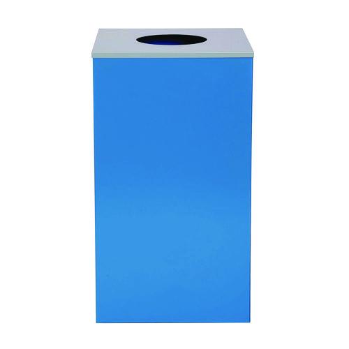 Image of Alpine Industries ALP4450KITBLUC 29 Gallon Trash/Recycling Cans, Steel, Blue Can with Circle Lid