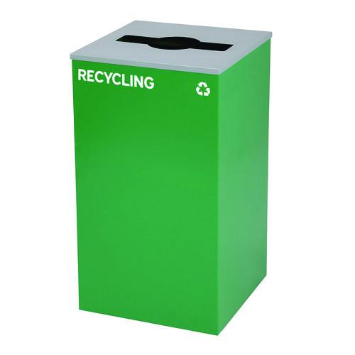 Image of Alpine Industries ALP4450BLKKIT40 29 Gallon Trash/Recycling Cans, Steel, Blue Mixed Recycling w/Circle Lid, Green Recycling w/Mixed Lid, Black Trash w/Sq Lid
