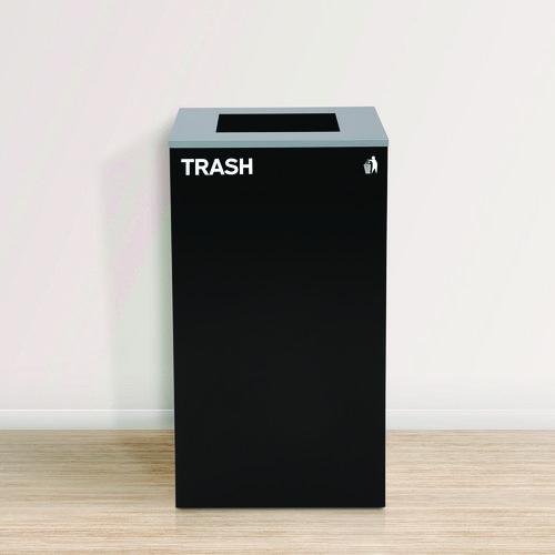 Image of Alpine Industries 29 Gallon Trash/Recycling Cans, Steel, Blue Recycling Can w/Circle Lid, Green Compost Can and Black Trash Can w/Square Lids