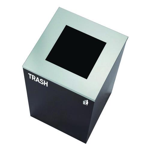 Image of Alpine Industries 29 Gallon Trash/Recycling Cans, Steel, Blue Recycling Can w/Circle Lid, Green Compost Can and Black Trash Can w/Square Lids