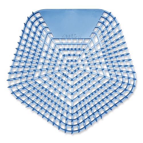 Image of Boardwalk® WCBX-P-010I010I-06-AAS80- Anti-Splash Urinal Screen, Clean Cotton Scent, Blue, 0.11 oz, 10/Box