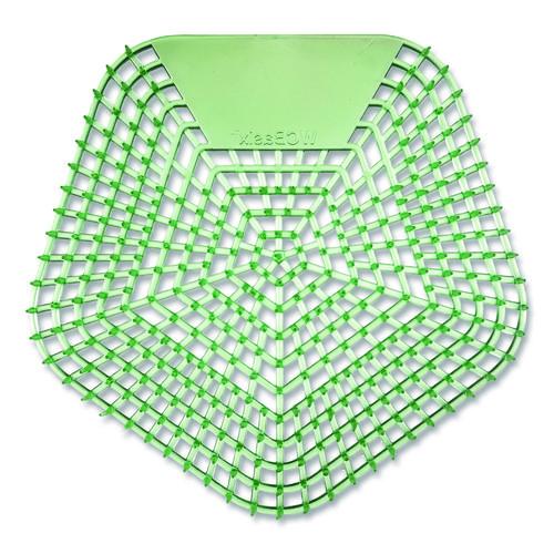 Image of Boardwalk® WCBX-P-010I010I-02-AAS80- Anti-Splash Urinal Screen, Cucumber Twist Scent, Green, 0.11 oz, 10/Box