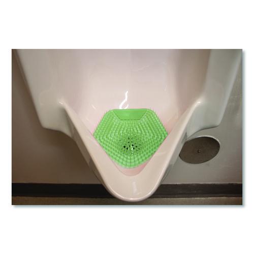 Image of Boardwalk® WCBX-P-010I010I-02-AAS80- Anti-Splash Urinal Screen, Cucumber Twist Scent, Green, 0.11 oz, 10/Box