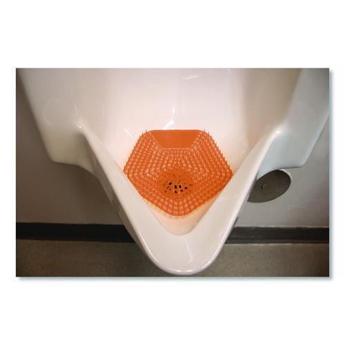 Image of Boardwalk® WCBX-P-010I010I-04-AAS80- Anti-Splash Urinal Screen, Mango Mist Scent, Orange, 0.11 oz, 10/Box