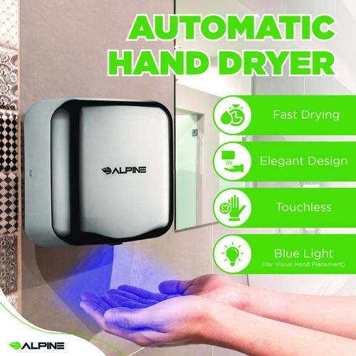 Image of Alpine Industries ALP40010CHRMK Hemlock Commercial Automatic 120V Hand Dryer, 6.68 x 11.41 x 12.31, Chrome