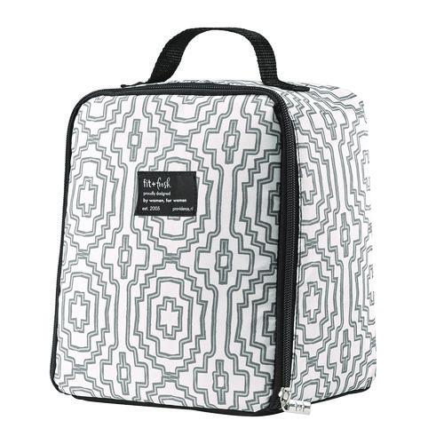 Image of fit + fresh 7613FF3242 Lunch Bag, 8 x 6 x 10, Black and White Geometric