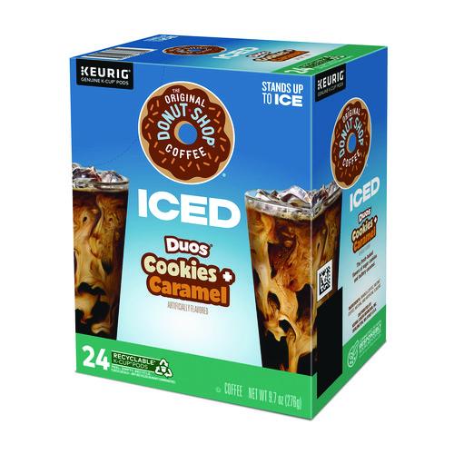 Image of The Original Donut Shop® 5000373021 Iced Duos Cookies + Caramel Iced Coffee K-Cup Pods, 24/Box