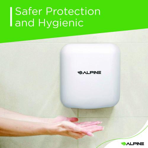 Image of Alpine Industries ALP40010WHIMK Hemlock Commercial Automatic 120V Hand Dryer, 6.68 x 11.41 x 12.31, White