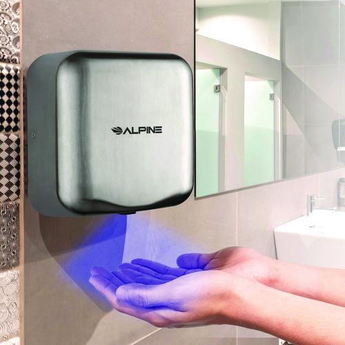 Image of Alpine Industries ALP40010SSBMK Hemlock Commercial Automatic 120V Hand Dryer, 6.68 x 11.41 x 12.31, Silver