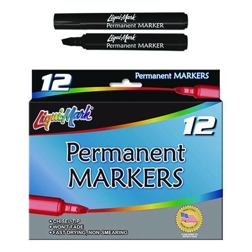 Image of Liqui-MarkÂ® Permanent Marker, Chisel Tip, Black, Dozen