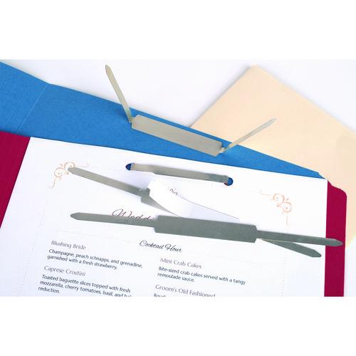 Image of ACCO A7070020J Self-Adhesive Two-Prong Paper Fastener Bases, 2" Capacity, 2.75" Center to Center, Matte Steel, 100/Box