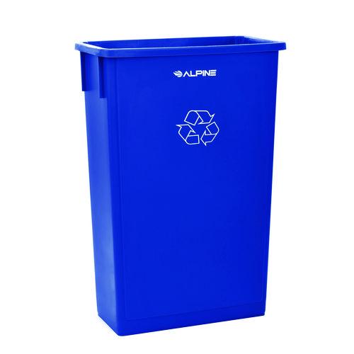Image of Alpine Industries ALP477RBLUKIT Slim 23 Gallon Recycling Bin, Plastic, Blue