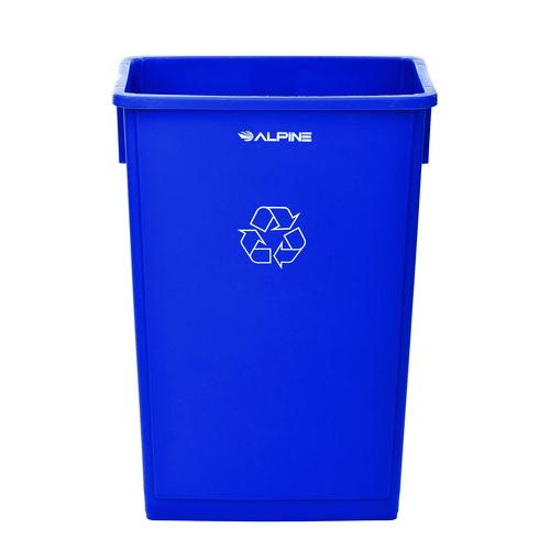 Image of Alpine Industries ALP477RBLUKIT Slim 23 Gallon Recycling Bin, Plastic, Blue