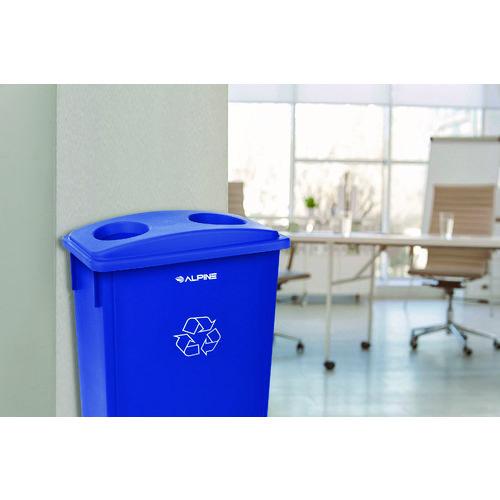 Image of Alpine Industries ALP477RBLUKIT Slim 23 Gallon Recycling Bin, Plastic, Blue