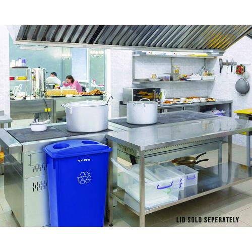 Image of Alpine Industries ALP477RBLUKIT Slim 23 Gallon Recycling Bin, Plastic, Blue